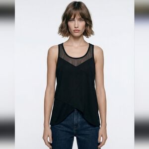 TFL Tank Black Mesh Goth Criss Cross Athletic Street S/M